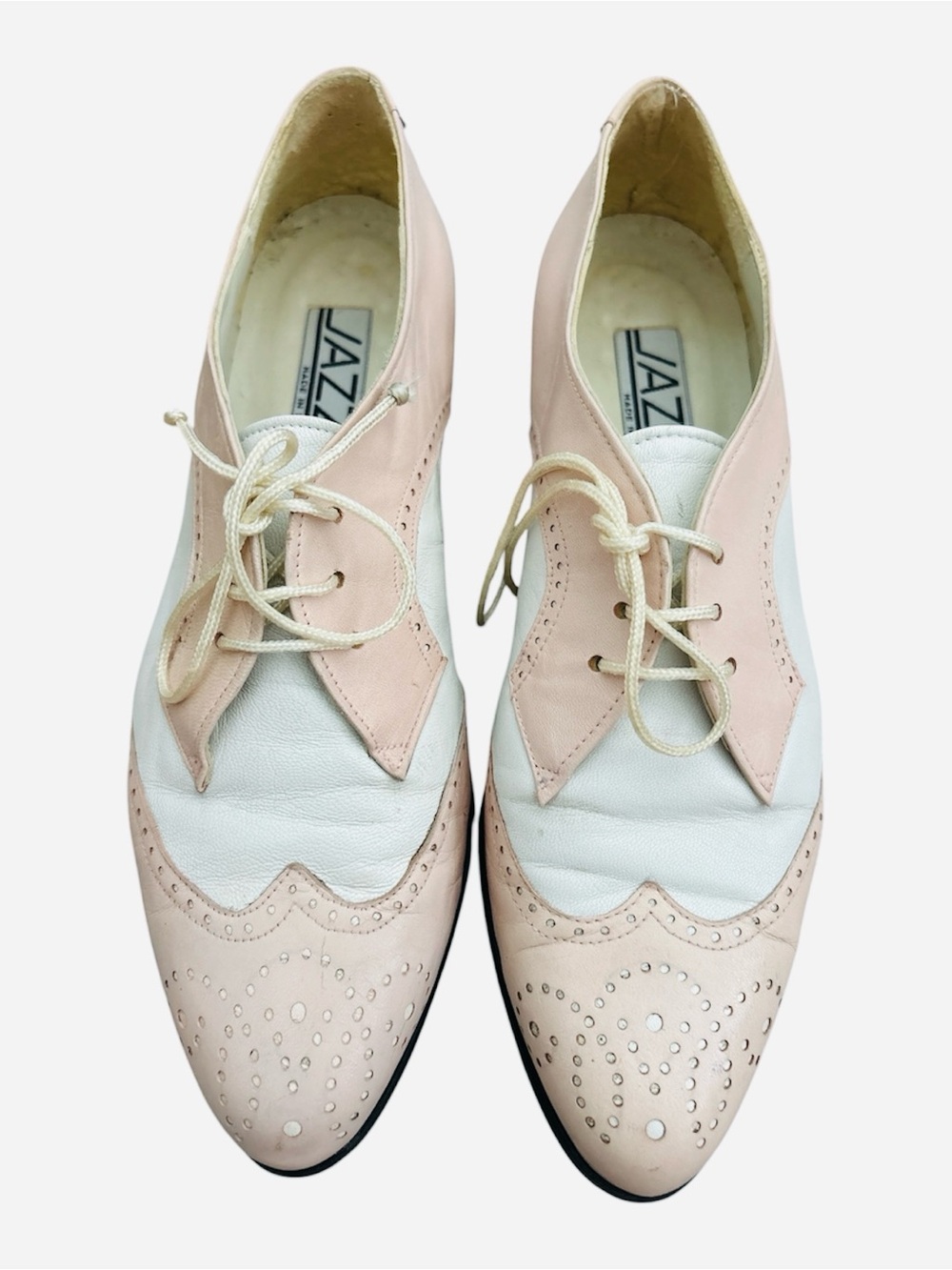 Jazz pink and white two-tone wingtip oxfords (brogues) Size 8.5